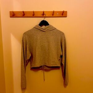 Grey cropped workout sweater, soooo soft.
